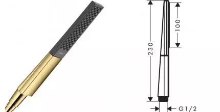 Ручная лейка «Hansgrohe» Rainfinity Baton 100 26866990 полированное золото Ручная лейка «Hansgrohe» Rainfinity Baton 100 26866990 полированное золото