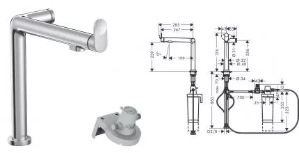 Смеситель для кухни с подключением к фильтру «Hansgrohe» Aqittura M91 76804000 хром