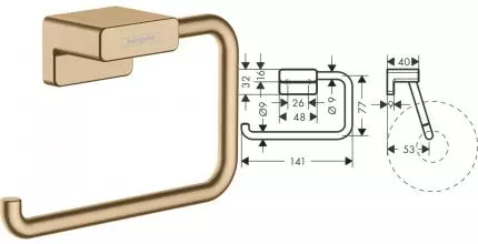 Держатель для туалетной бумаги «Hansgrohe» AddStoris 41771140 на стену шлифованная бронза