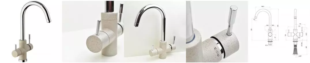 Смеситель для кухни с подключением к фильтру «Paini» Cox 7894643CR3V11L2KM granite avena Смеситель для кухни с подключением к фильтру «Paini» Cox 7894643CR3V11L2KM granite avena