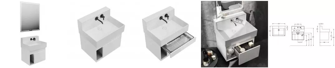 Мебель для ванной подвесная «Kerama Marazzi» Logica M 65 белый глянцевый/матовый белый