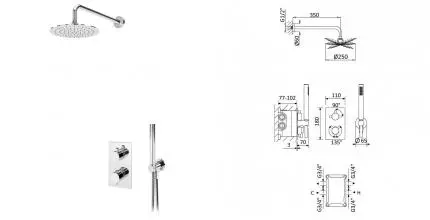 Душевая система «Cezares» LEAF-DSIP-T-25-01 с термостатом хром