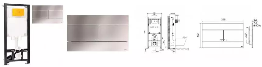 Инсталляция для унитаза с кнопкой «Oli» Oli 80 Eco/клавиша Slim хром 886914SIOO Инсталляция для унитаза с кнопкой «Oli» Oli 80 Eco/клавиша Slim хром 886914SIOO