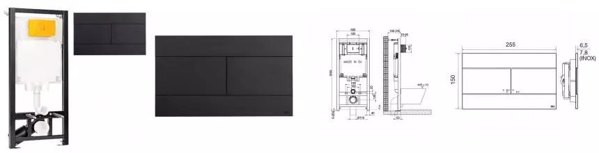 Инсталляция для унитаза с кнопкой «Oli» Oli 80 Eco/клавиша Slim черная 886914SLO3