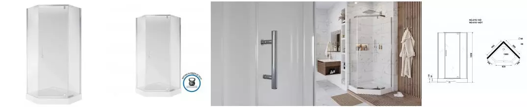 Душевой угол-ограждение «Niagara» NG-010-14D 100/100 прозрачный/хром с поддоном универсальный Душевой угол-ограждение «Niagara» NG-010-14D 100/100 прозрачный/хром с поддоном универсальный