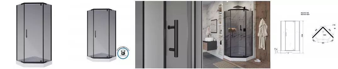 Душевой угол-ограждение «Niagara» NG-010-14DT 100/100 тонированный/черный с поддоном универсальный Душевой угол-ограждение «Niagara» NG-010-14DT 100/100 тонированный/черный с поддоном универсальный