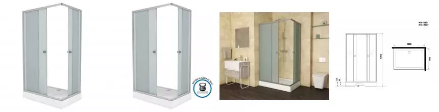 Душевой угол-ограждение «Niagara» NG-129-14Q 120/90 матовый/хром с поддоном универсальный