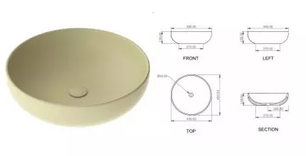 Раковина «GSG» Easy 45/45 EALAVRO45016 фаянсовая медовый матовый