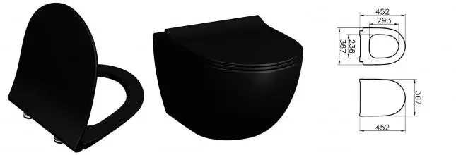Сиденье для унитаза «Vitra» Sento 120-083-009 дюропласт с микролифтом черное