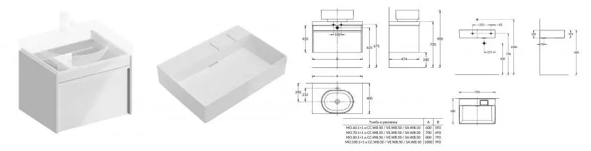 Тумба с раковиной «Kerama Marazzi» Modula 60 (Logica 60) подвесная белая глянцевая Тумба с раковиной «Kerama Marazzi» Modula 60 (Logica 60) подвесная белая глянцевая
