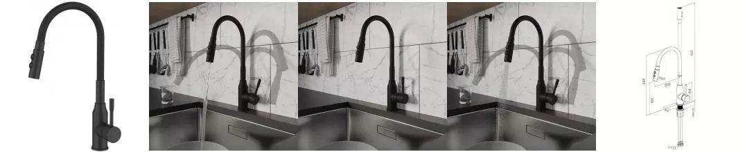 Смеситель для кухонной мойки «Milardo» Meal M01BL2FM05 чёрный матовый Смеситель для кухонной мойки «Milardo» Meal M01BL2FM05 чёрный матовый