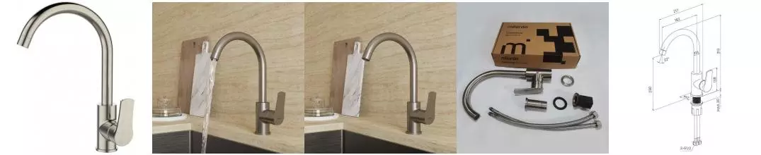 Смеситель для кухонной мойки «Milardo» Meal M01BNJ0M05 сатин Смеситель для кухонной мойки «Milardo» Meal M01BNJ0M05 сатин