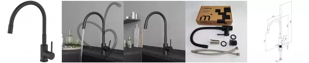 Смеситель для кухонной мойки «Milardo» Meal M01BL0FM05 чёрный матовый Смеситель для кухонной мойки «Milardo» Meal M01BL0FM05 чёрный матовый
