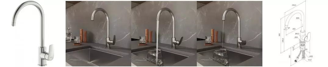 Смеситель для кухни с подключением к фильтру «Milardo» Rora RORBNFJM05 сатин