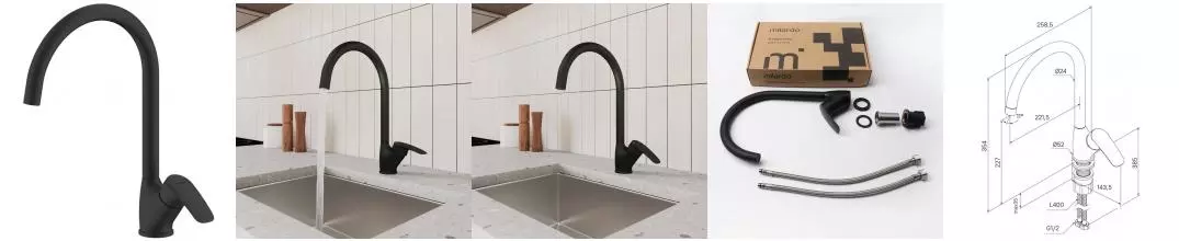 Смеситель для кухонной мойки «Milardo» Rora RORBL0JM05 чёрный матовый