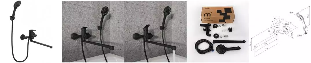 Смеситель для ванны «Milardo» Rora RORBL00M10 чёрный матовый Смеситель для ванны «Milardo» Rora RORBL00M10 чёрный матовый