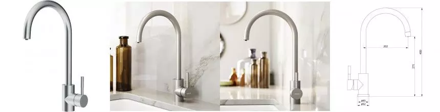 Смеситель для кухни с подключением к фильтру «Damixa» Merkur 400721400 никель