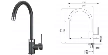 Смеситель для кухонной мойки «Point» PN3101B чёрный