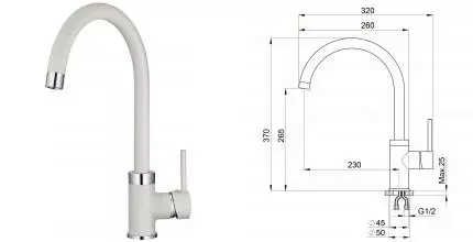 Смеситель для кухонной мойки «Point» PN3101BG светло-бежевый