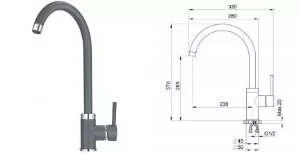 Смеситель для кухонной мойки «Point» PN3101GR графит