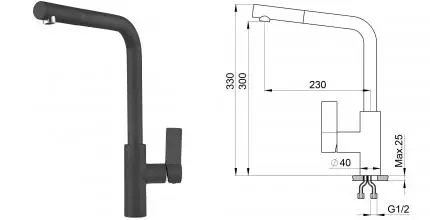 Смеситель для кухонной мойки «Point» PN3102B чёрный