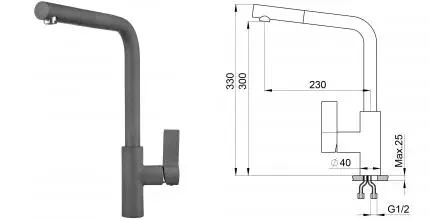 Смеситель для кухонной мойки «Point» PN3102GR графит