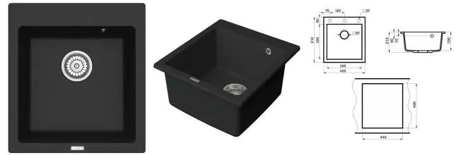 Мойка для кухни «Point» Моко 47/51 искусственный камень черная
