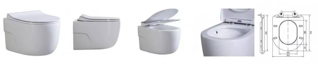 Подвесной унитаз безободковый «Art&Max» Verona AM012CHRT/AM012SC белый с сиденьем дюропласт с микролифтом белое