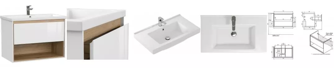 Тумба с раковиной «Cersanit» Louna 80 64071 (Grand 80) подвесная белая Тумба с раковиной «Cersanit» Louna 80 64071 (Grand 80) подвесная белая