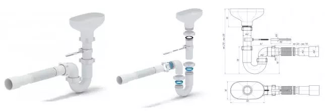Сифон для кухонной мойки «АНИпласт» DR0115 1 1/2"*40 прямоточный с разрывом струи