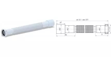 Гофра для раковины или мойки, для ванны «АНИпласт» K116 удлиненная 