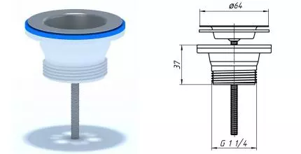 Выпуск для раковины «АНИпласт» M200 нержавеющая сталь