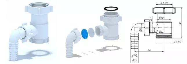 Отвод для стиральной машины «АНИпласт» M110 1 1/2"*40