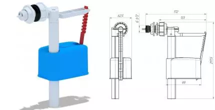 Впускной механизм «АНИпласт» WC5050 G1/2" с боковой подводкой белый