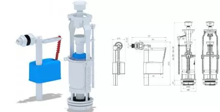 Комплект арматуры для бачка унитаза «АНИпласт» WC6050 G1/2" с боковой подводкой белый