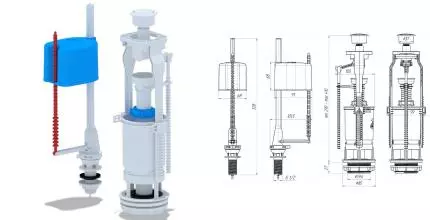 Комплект арматуры для бачка унитаза «АНИпласт» WC6550 G1/2" с нижней подводкой белый Комплект арматуры для бачка унитаза «АНИпласт» WC6550 G1/2" с нижней подводкой белый