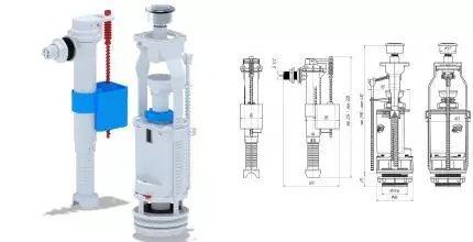 Комплект арматуры для бачка унитаза «АНИпласт» WC8010C G1/2" с боковой подводкой хром Комплект арматуры для бачка унитаза «АНИпласт» WC8010C G1/2" с боковой подводкой хром