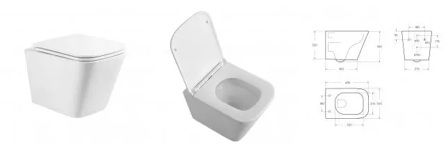 ARDENTE-TOR Чаша унитаза подвесного безободкового, смыв TORNADO P-trap BB520CH-TOR BB520CH-TOR · Belbagno, BB520CH-TOR