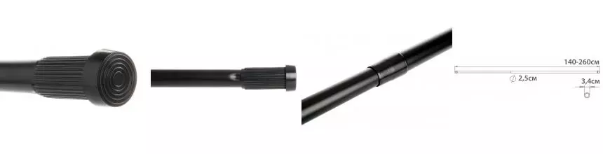 Карниз для ванной «Fixsen» FX-51-000 на стену 140-260 см чёрный