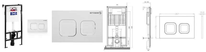 Инсталляция для унитаза с кнопкой «Pestan» Sava Fix Slim SET40006470 клавиша смыва белый глянец