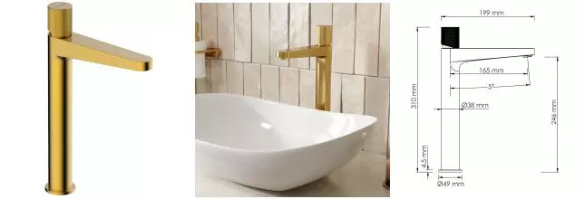 Смеситель для раковины «WasserKRAFT» Schunter 8203H матовое золото Смеситель для раковины «WasserKRAFT» Schunter 8203H матовое золото