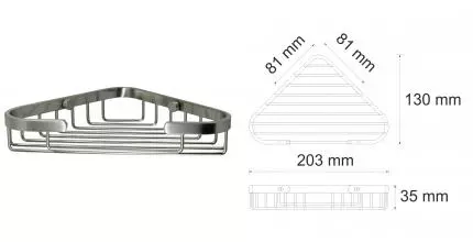 Угловая полка в ванну «WasserKRAFT» K-733N на стену никель