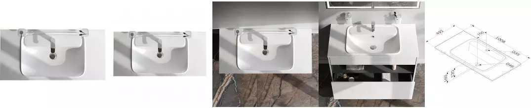 Раковина «Am.Pm» Func 100/50 M8FWPC1000WM литьевой мрамор белый