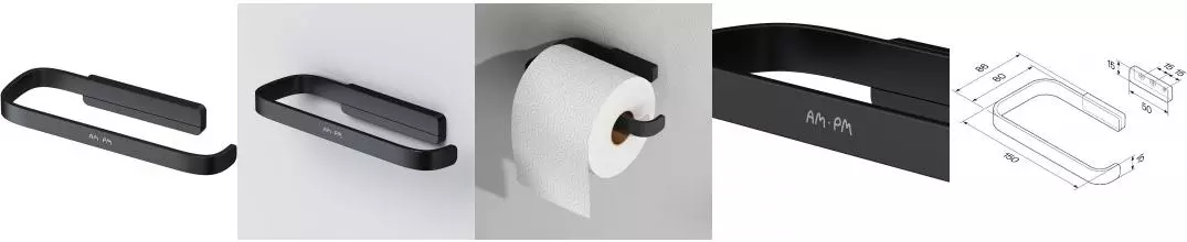Держатель для туалетной бумаги «Am.Pm» Func A8F34122 на стену чёрный матовый