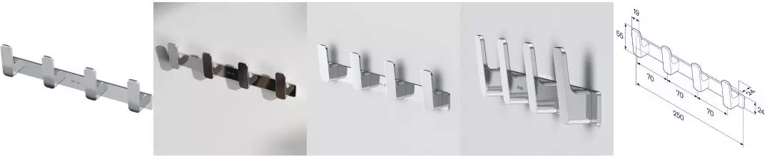 Планка с крючками «Am.Pm» Func A8F35900 на стену хром