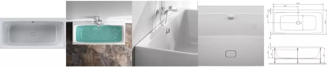 Ванна акриловая «Am.Pm» Func 170/80 без опор без сифона белая