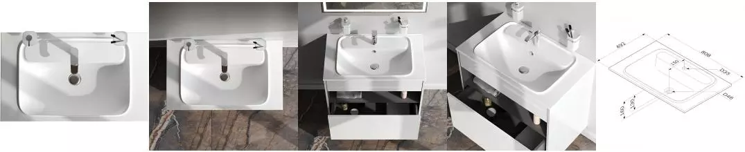 Раковина «Am.Pm» Func 80/50 M8FWPC0800WM литьевой мрамор белая