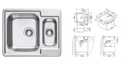 Мойка для кухни «Alveus» Line Maxim 50 SAT-90 61/50 нержавеющая сталь