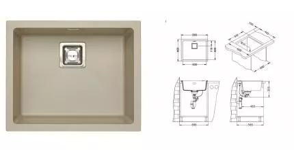 Мойка для кухни «Alveus» Quadrix 50 56/46 искусственный камень pebble Мойка для кухни «Alveus» Quadrix 50 56/46 искусственный камень pebble