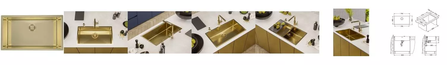 Мойка для кухни «Alveus» Quadrix 60 Monarch 79/45 нержавеющая сталь Gold Мойка для кухни «Alveus» Quadrix 60 Monarch 79/45 нержавеющая сталь Gold